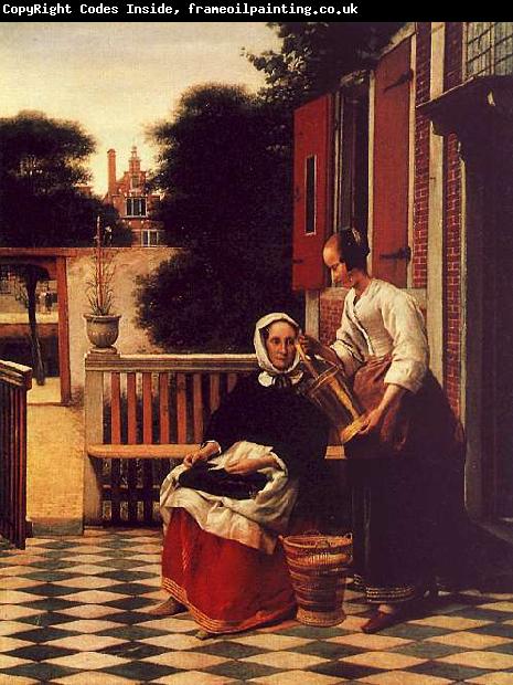 Pieter de Hooch Woman and a Maid with a Pail in a Courtyard